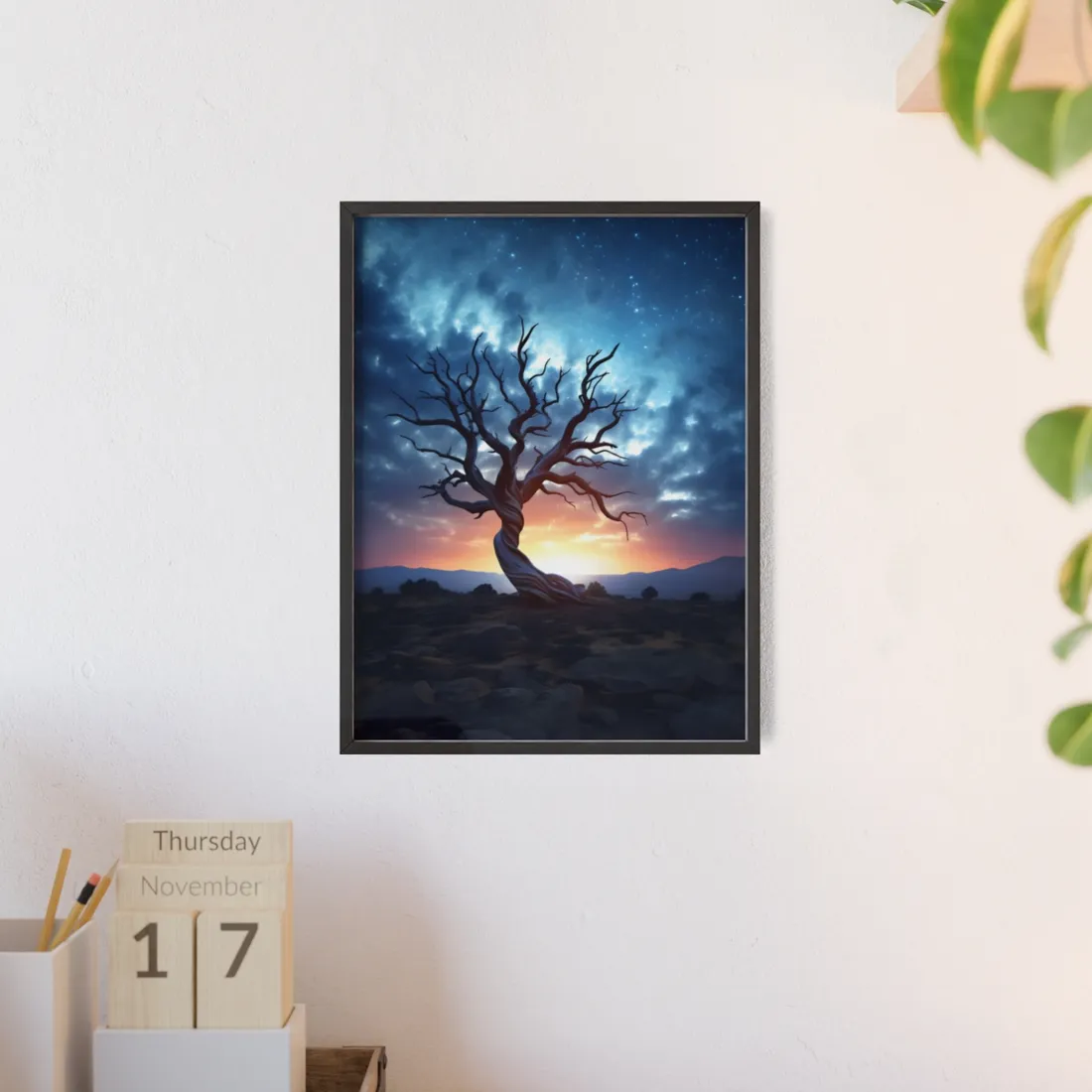 Mesmerizing Galactic Stargazing: A Serene Space - Framed Poster