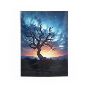 Bare Twisted Tree at Dusk Wall Tapestry