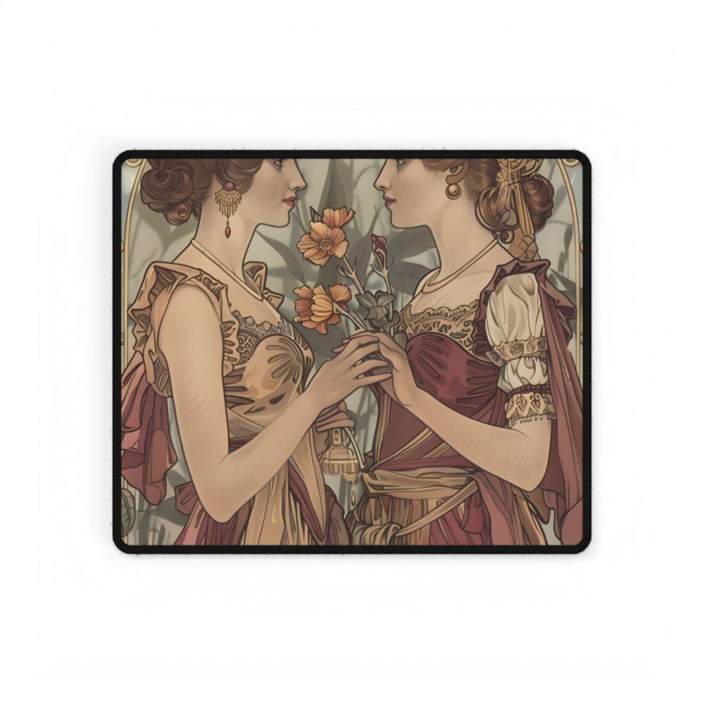 Middle Eastern Floral Beauty: Traditional Attire Digital Art - Desk Mat