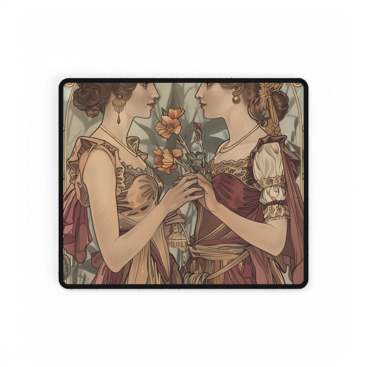 Middle Eastern Floral Beauty: Traditional Attire Digital Art - Desk Mat
