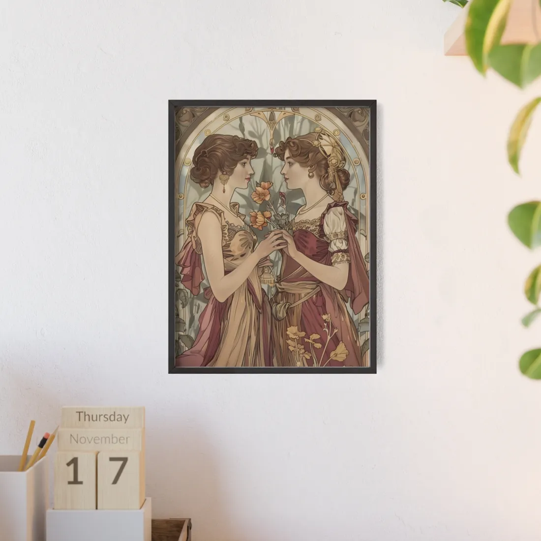 Middle Eastern Floral Beauty: Traditional Attire Digital Art - Framed Poster