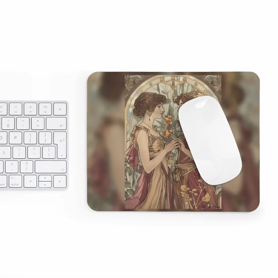 Middle Eastern Floral Beauty: Traditional Attire Digital Art - Mouse Pad