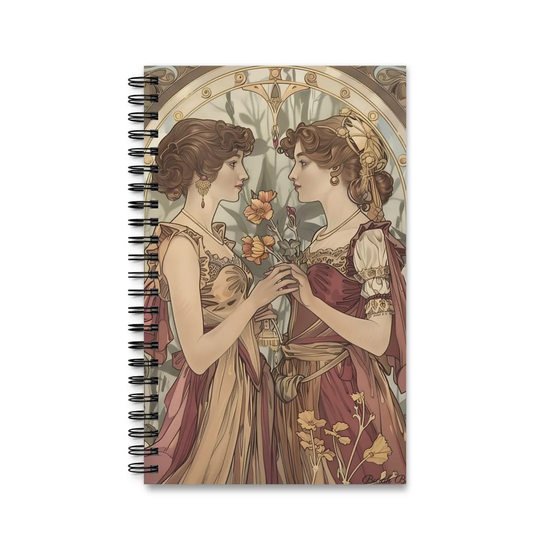 Middle Eastern Floral Beauty: Traditional Attire Digital Art - Spiral Notebook