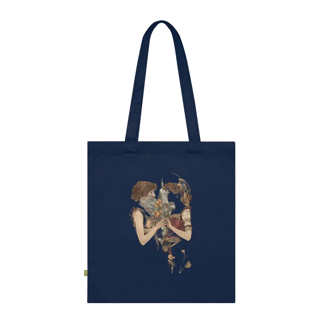 Middle Eastern Floral Beauty: Traditional Attire Digital Art - Tote Bag (French Navy)