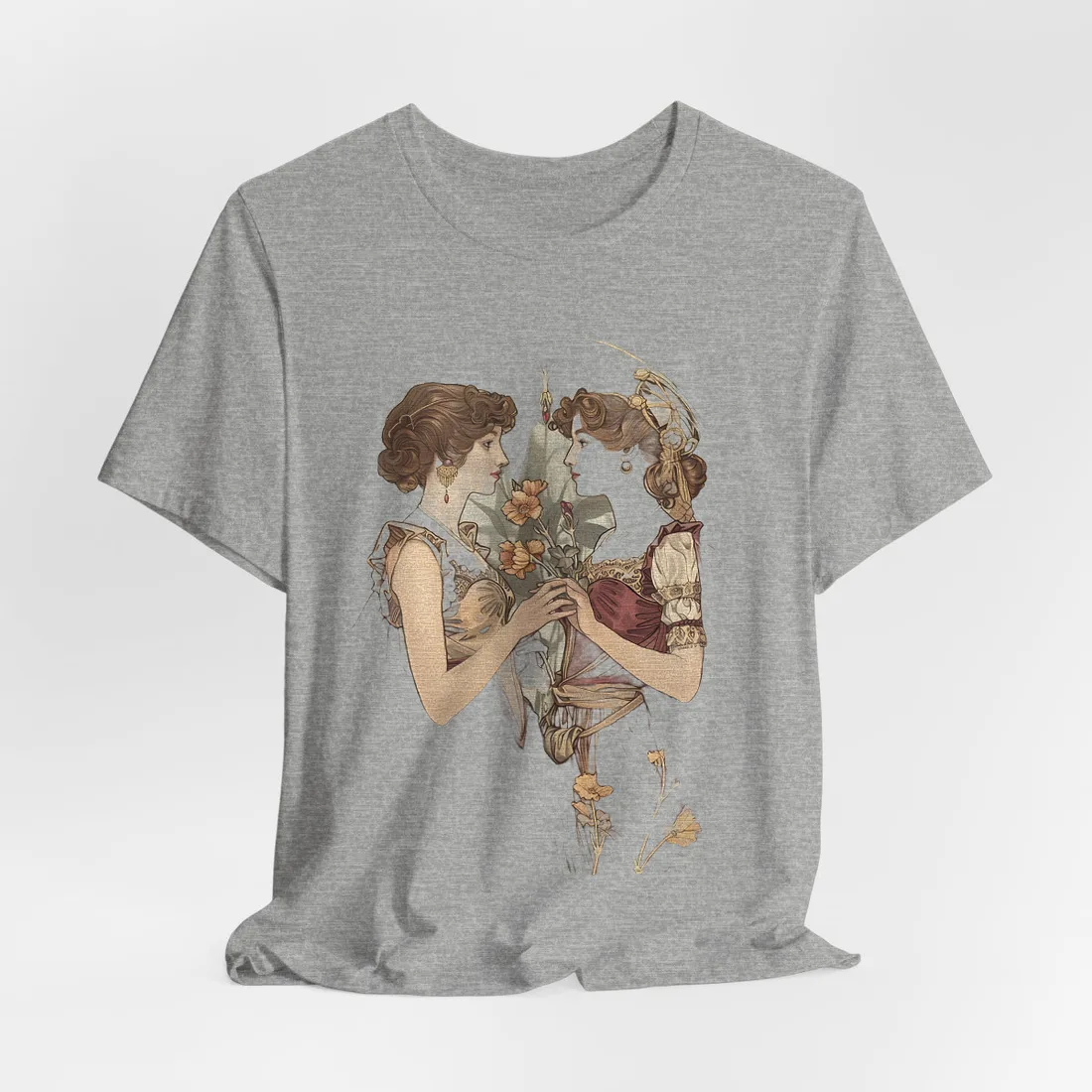 Middle Eastern Floral Beauty: Traditional Attire Digital Art - T-Shirt (Athletic Heather)
