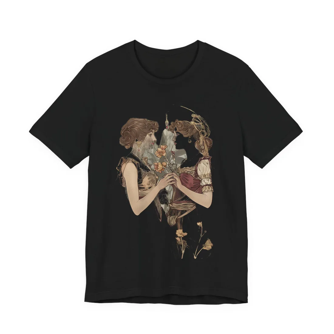 Middle Eastern Floral Beauty: Traditional Attire Digital Art - T-Shirt (Black)