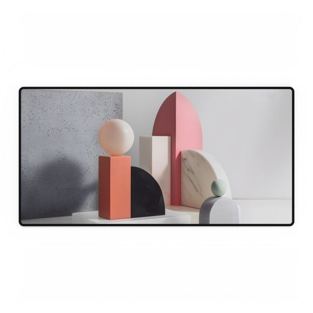 Minimalist Black & White Geometry Product Design: Artwork - Desk Mat