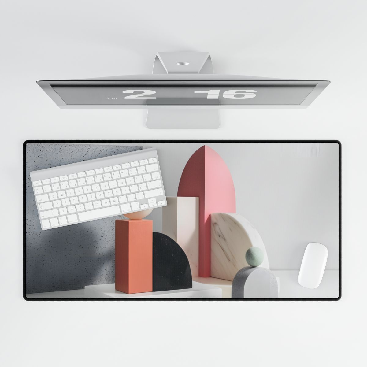 Minimalist Black & White Geometry Product Design: Artwork - Desk Mat