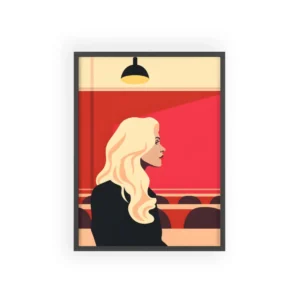 Blonde Woman in Red Theater Framed Poster
