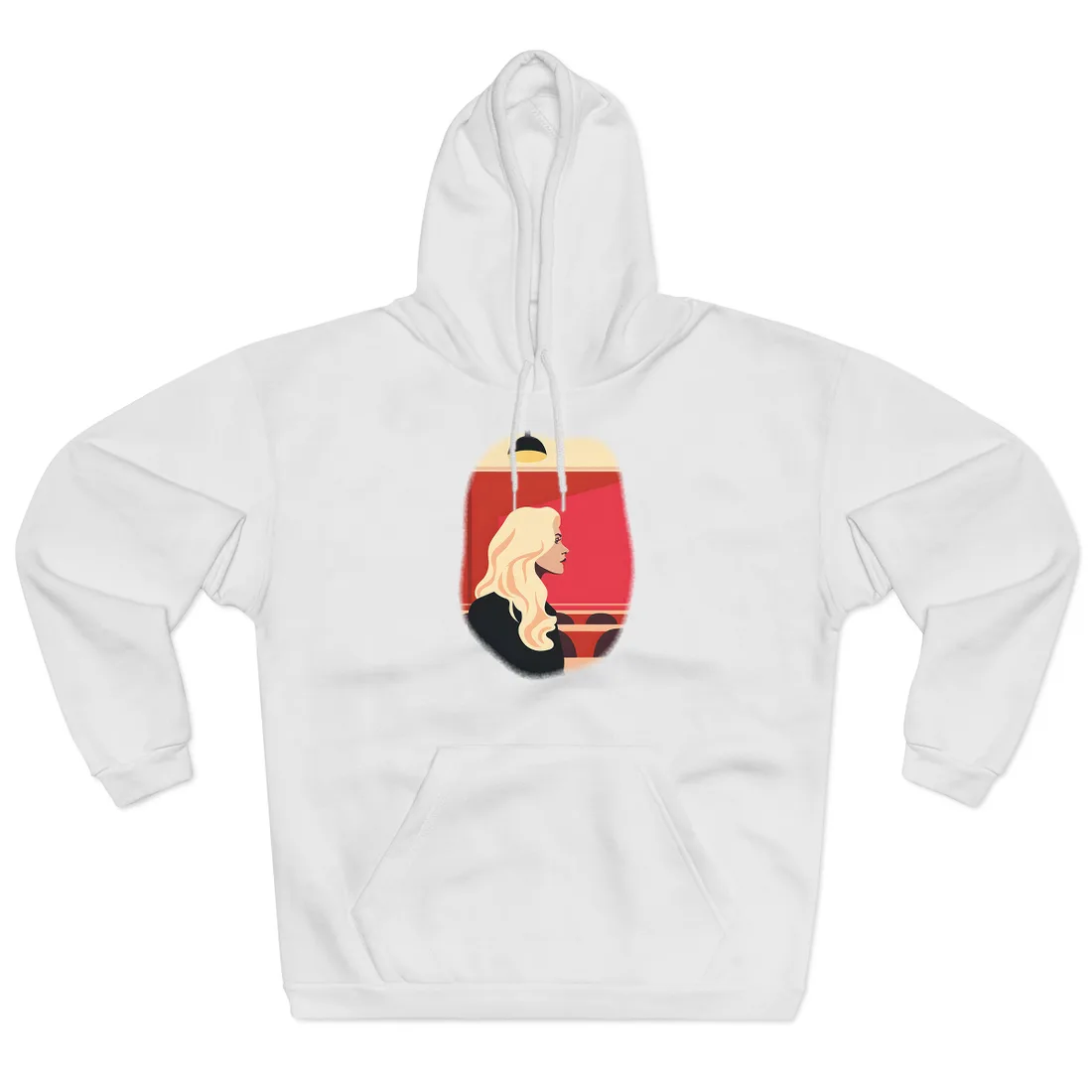 Minimalist Blonde Woman in Black Dress: Modern Art Poster - Hoodie (White)