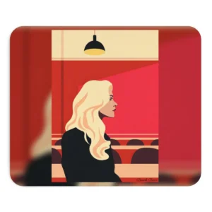 Blonde Woman in Red Theater Mouse Pad