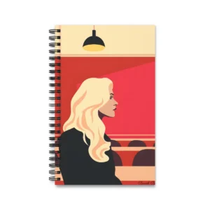 Blonde Woman in Red Theater Spiral Notebook