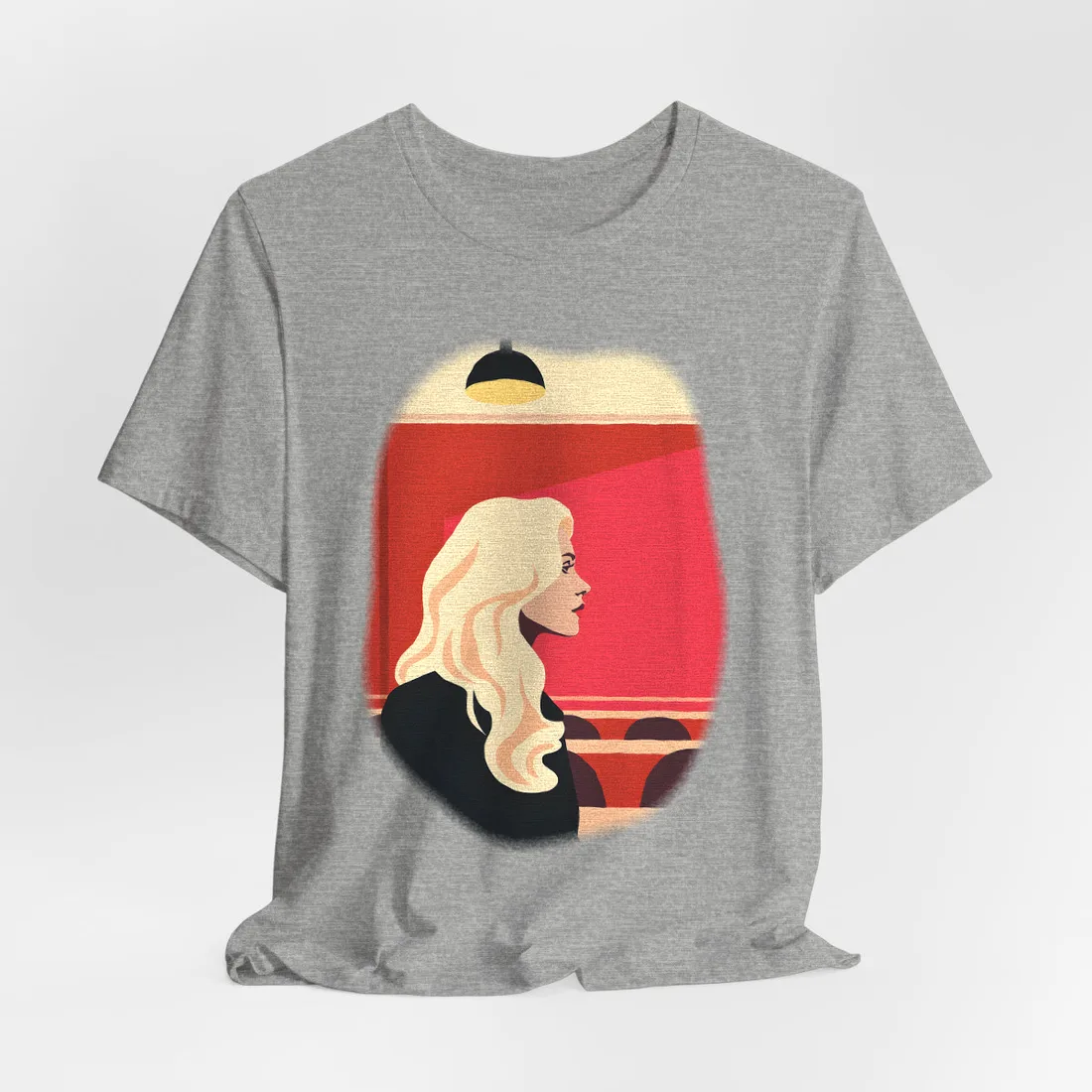 Minimalist Blonde Woman in Black Dress: Modern Art Poster - T-Shirt (Athletic Heather)