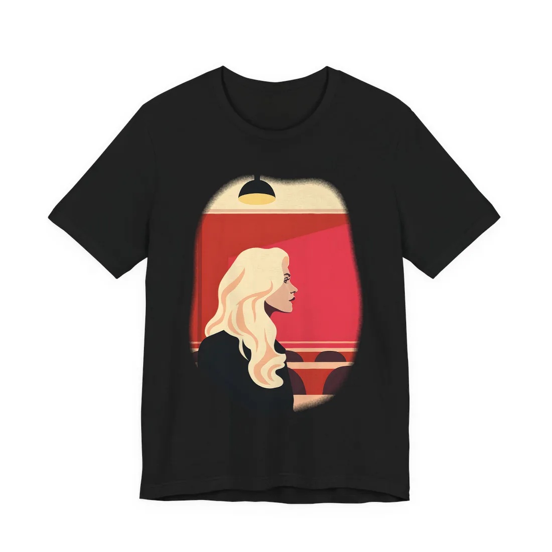 Minimalist Blonde Woman in Black Dress: Modern Art Poster - T-Shirt (Black)