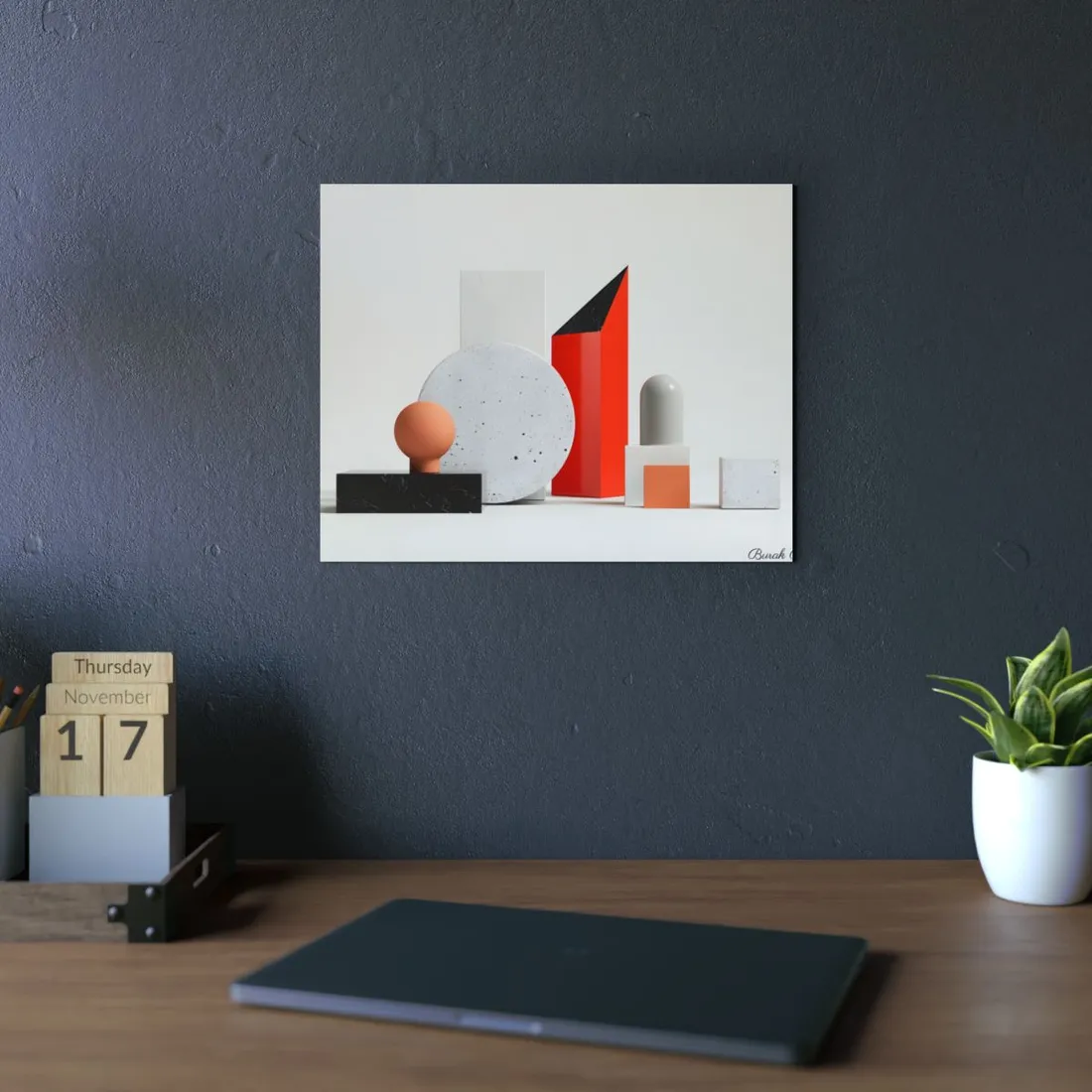 Minimalist Geometric Still Life: Modern Shapes Composition - Metal Poster