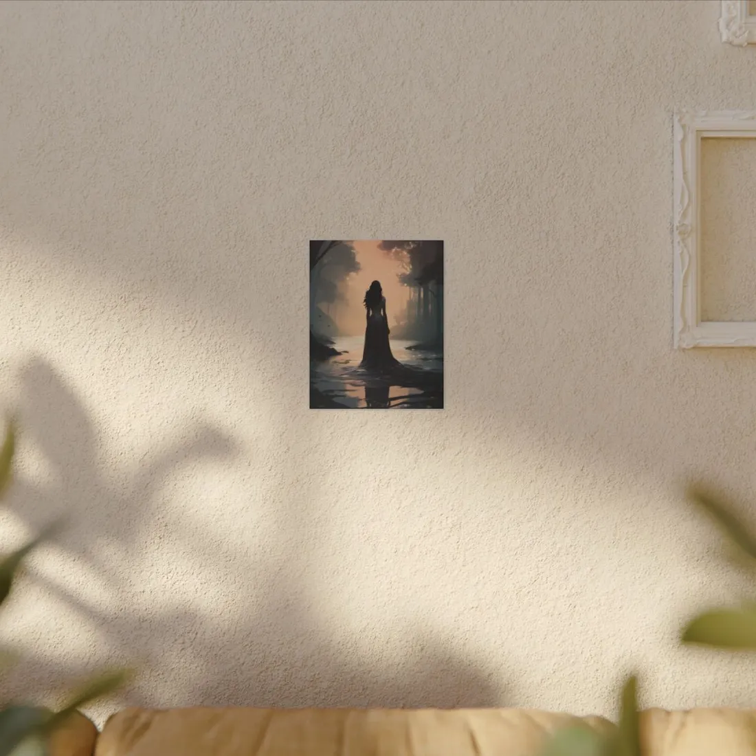 Minimalist Geometric: White Wall with Vertical Lines - Canvas