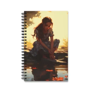 Woman Sitting by Pond Spiral Notebook