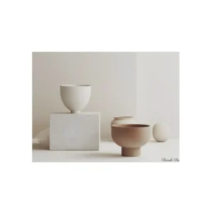 Ceramic Vessels on Stone Block Metal Poster
