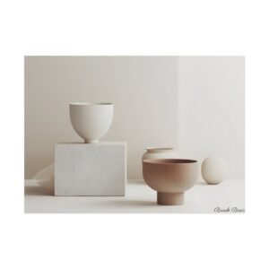 Ceramic Vessels on Stone Block Poster
