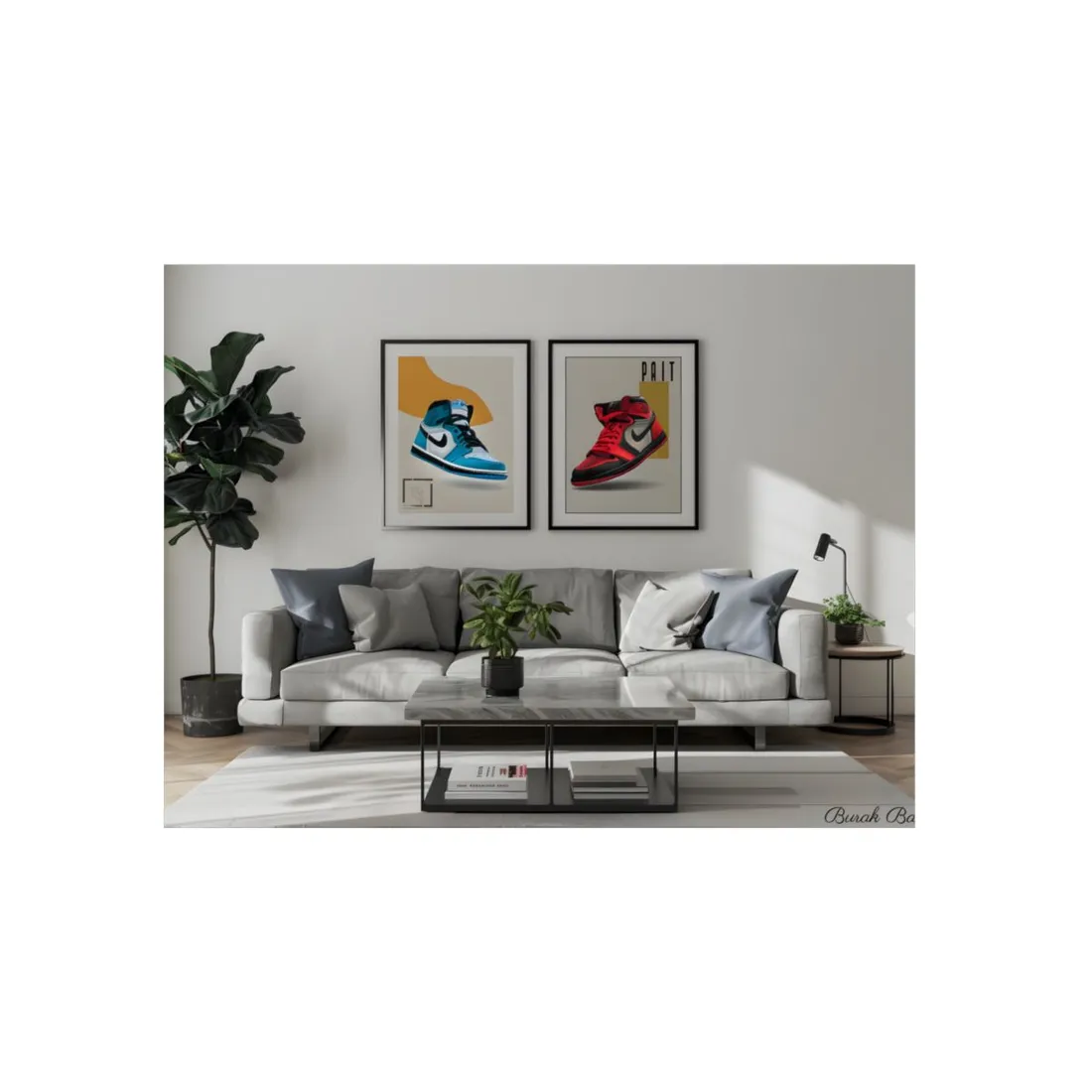 Minimalist Modern Living Room: Neutral Colors & Natural Light Art - Metal Poster