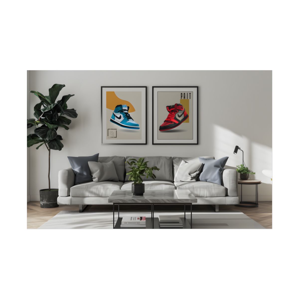 Minimalist Modern Living Room: Neutral Colors & Natural Light Art - Poster