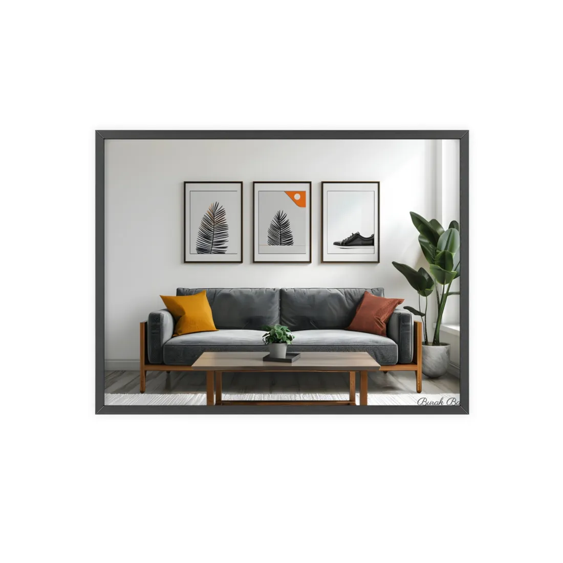 Minimalist Modern Living Room: Simple Furniture Art - Framed Poster