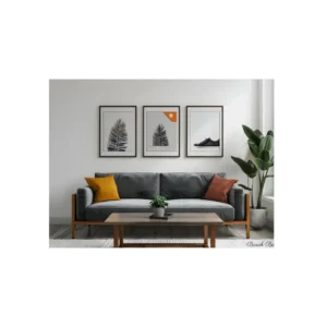Three Framed Prints Above Sofa Metal Poster