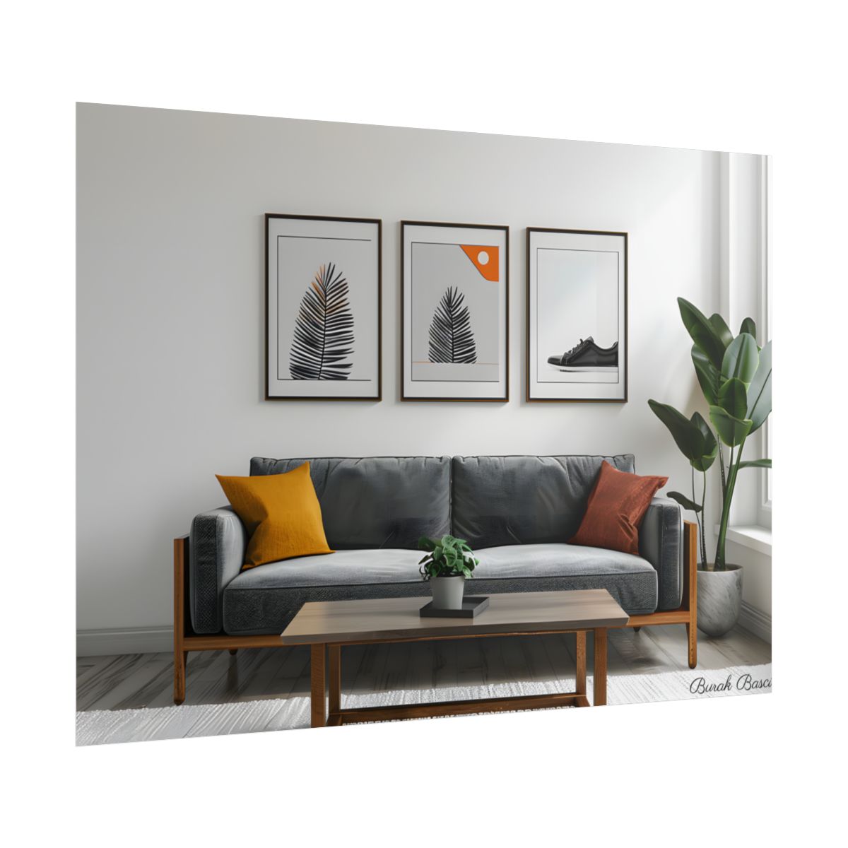 Minimalist Modern Living Room: Simple Furniture Art - Poster