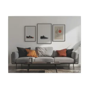 Gray Sofa with Wall Art Canvas Print