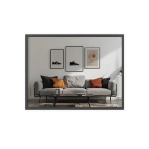Gray Sofa with Wall Art Framed Poster