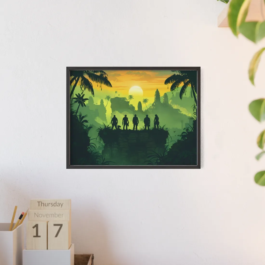 Minimalist Nathan Drake Illustration: Monochromatic Art - Framed Poster