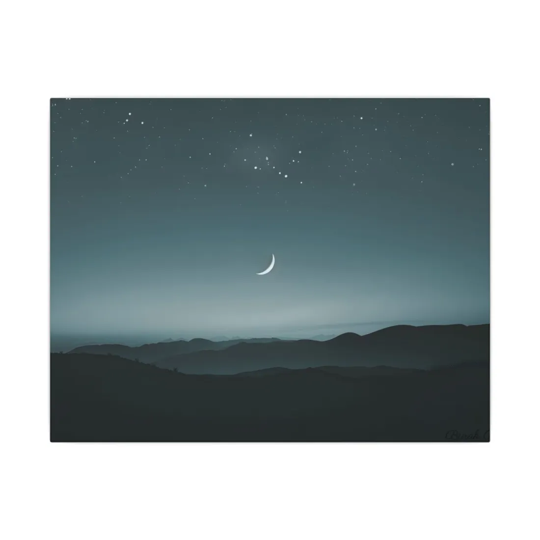 Minimalist Night Scene: Blue-Gray Sky Digital Art - Canvas
