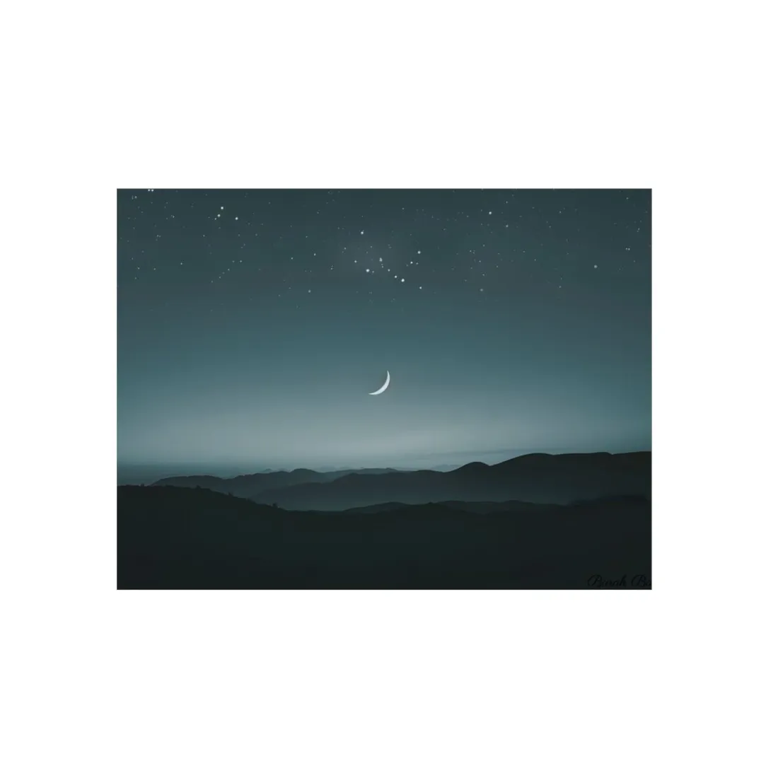 Minimalist Night Scene: Blue-Gray Sky Digital Art - Metal Poster