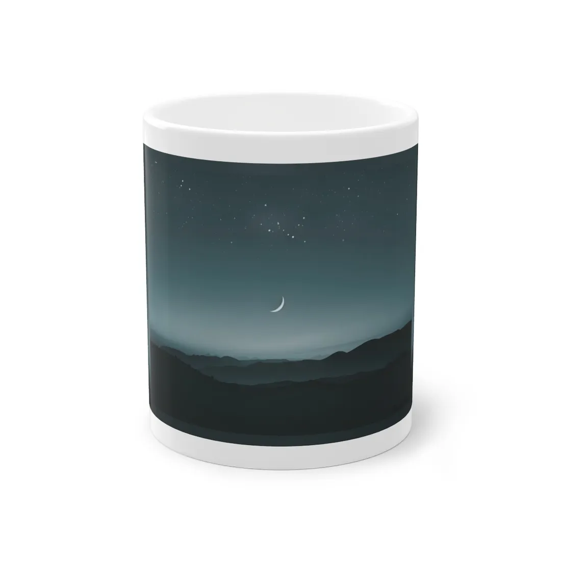 Minimalist Night Scene: Blue-Gray Sky Digital Art - Mug