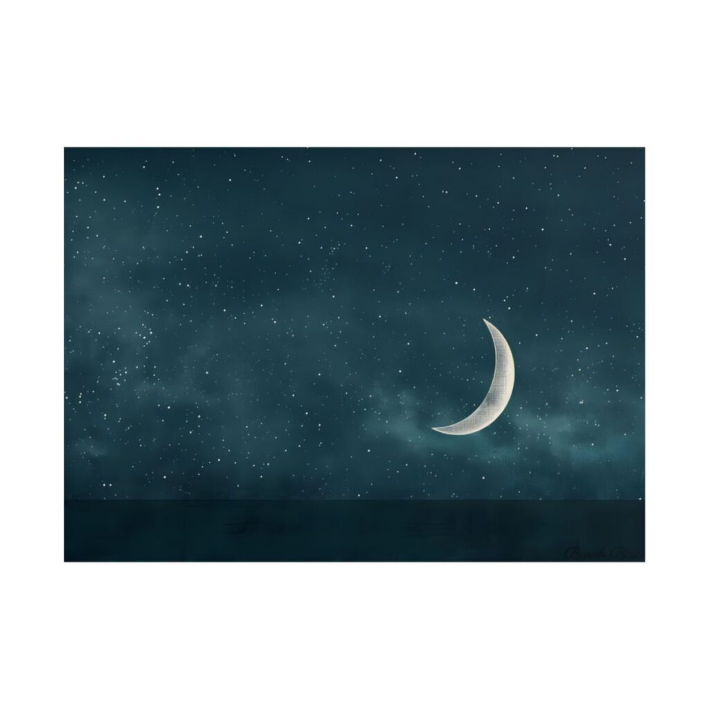 Minimalist Night Serenade: Blue-Gray Sky Artwork - Poster