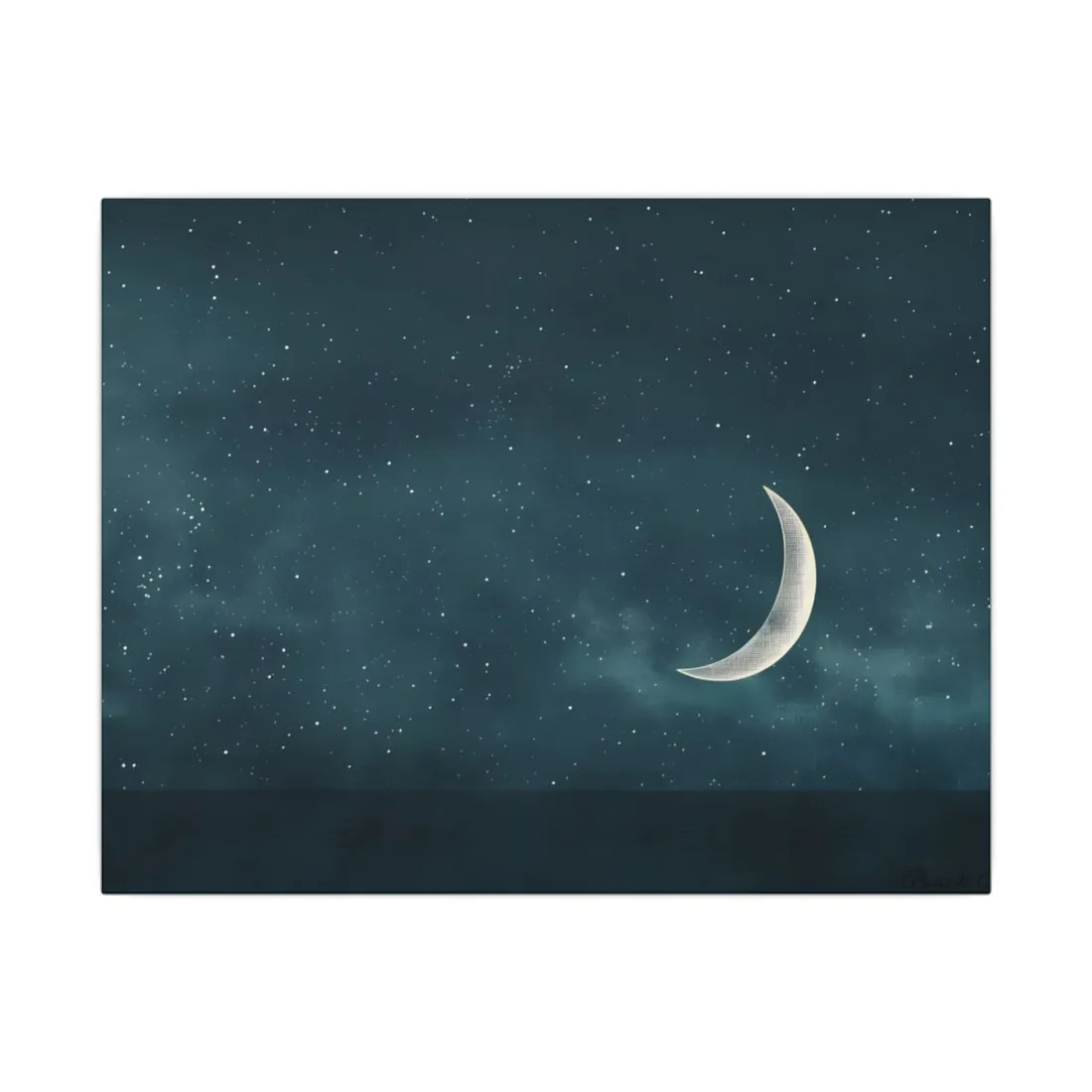 Minimalist Night Serenade: Blue-Gray Sky - Canvas