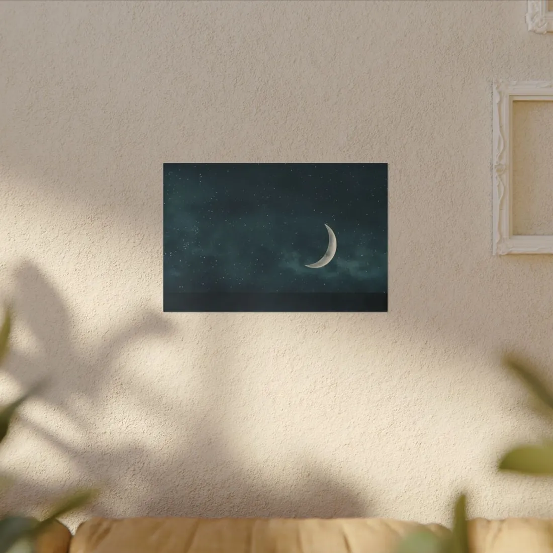 Minimalist Night Serenade: Blue-Gray Sky - Canvas