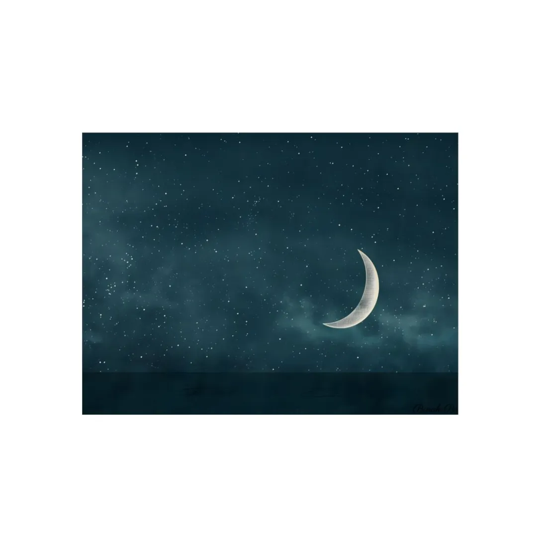 Minimalist Night Serenade: Blue-Gray Sky - Metal Poster