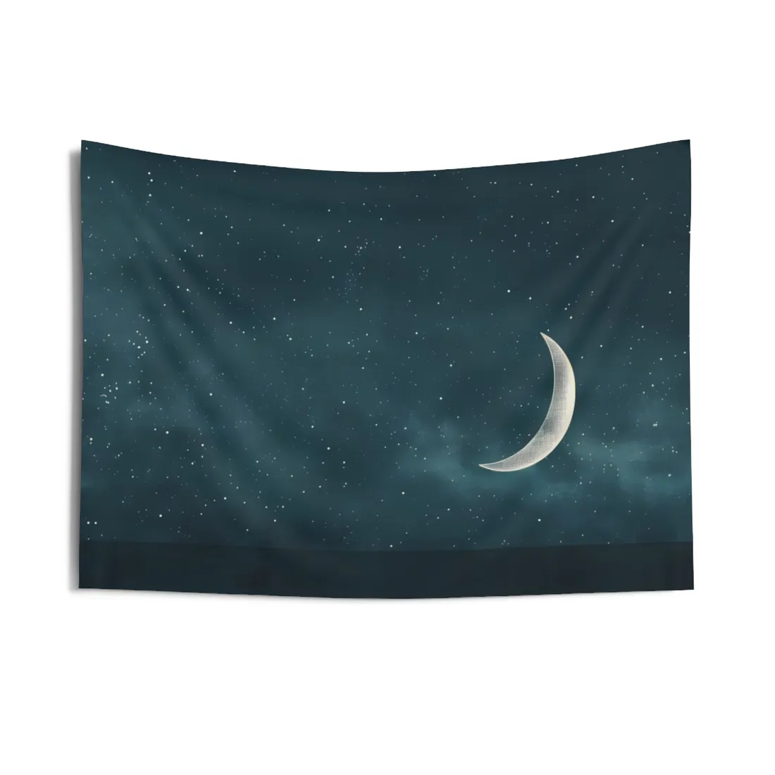 Minimalist Night Serenade: Blue-Gray Sky - Wall Tapestry