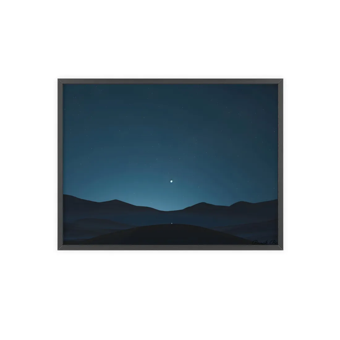 Minimalist Night Sky: Abstract Starry Art - Framed Poster