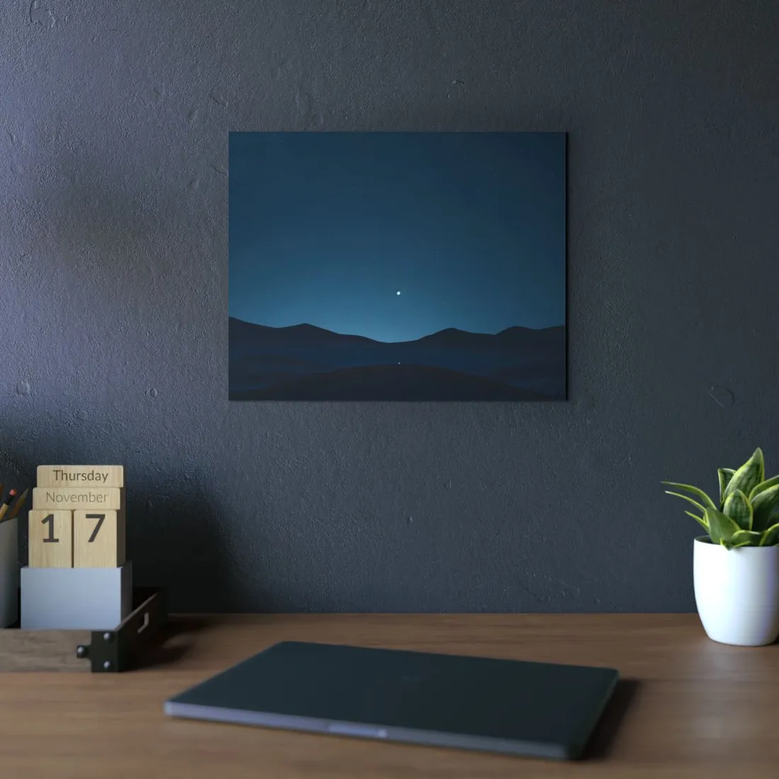 Minimalist Night Sky: Abstract Starry Art - Metal Poster