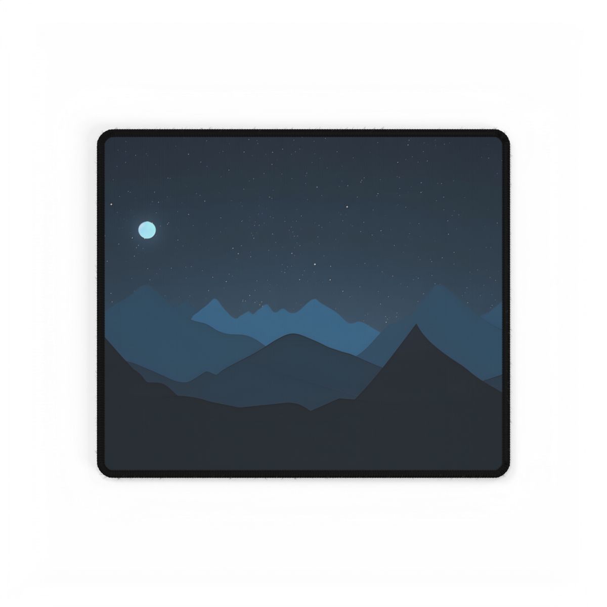 Minimalist Night Sky: Black Artwork with Mountain Silhouette - Desk Mat