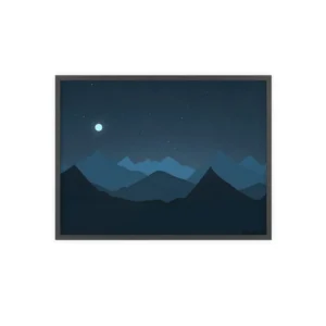 Moonlit Layered Mountains Framed Poster
