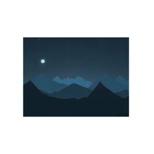 Moonlit Layered Mountains Metal Poster