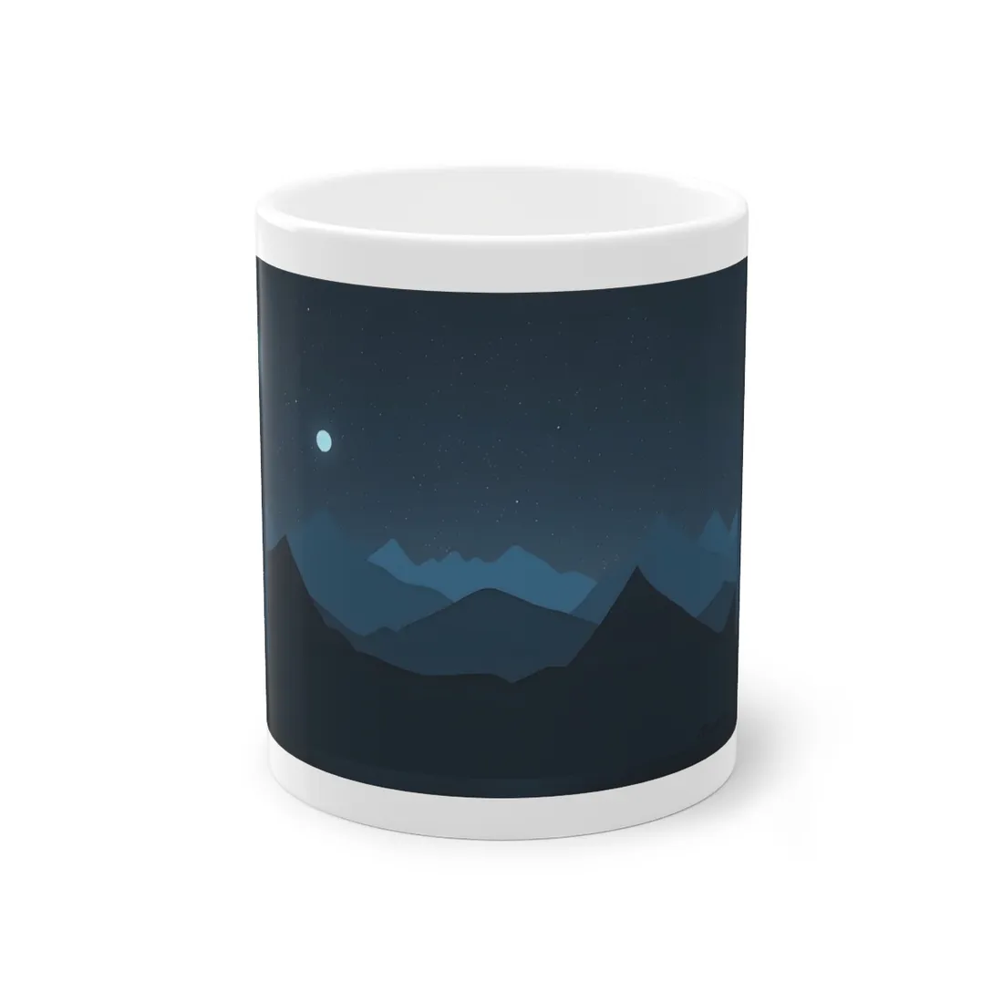Minimalist Night Sky: Black Artwork with Mountain Silhouette - Mug