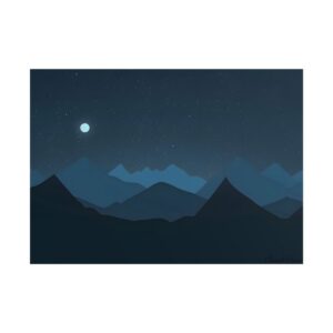Moonlit Layered Mountains Poster