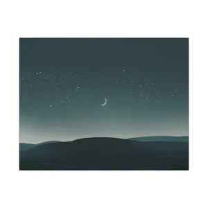 Crescent Moon over Hills Canvas Print
