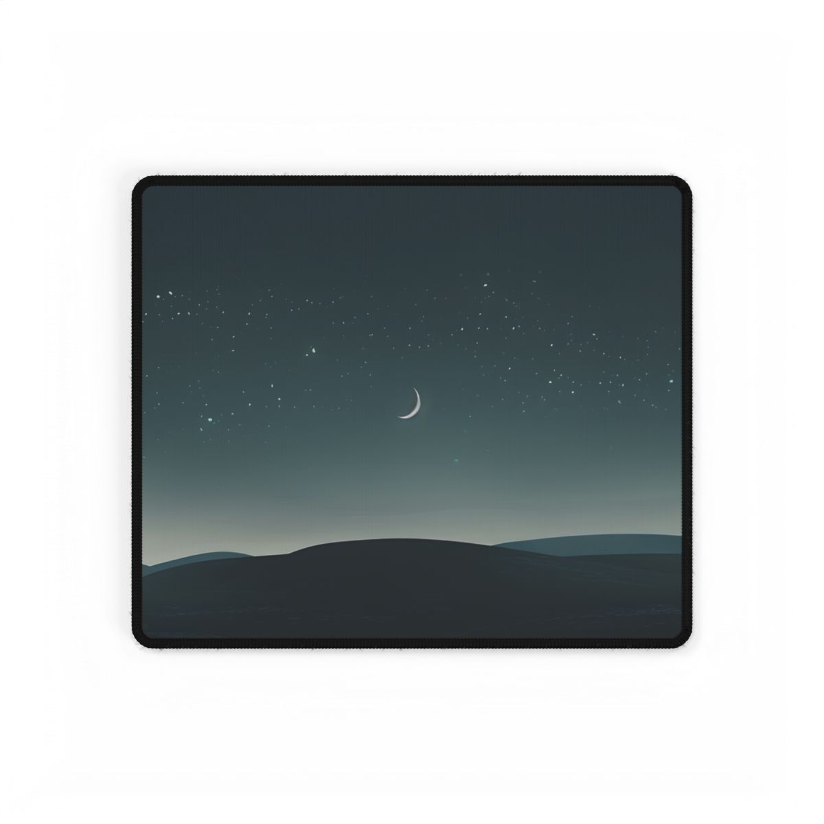 Minimalist Night Sky: Blue-Gray Evening Scene Digital Art - Desk Mat