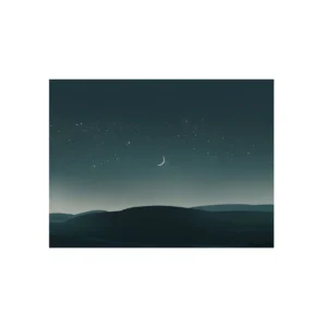 Crescent Moon over Hills Metal Poster