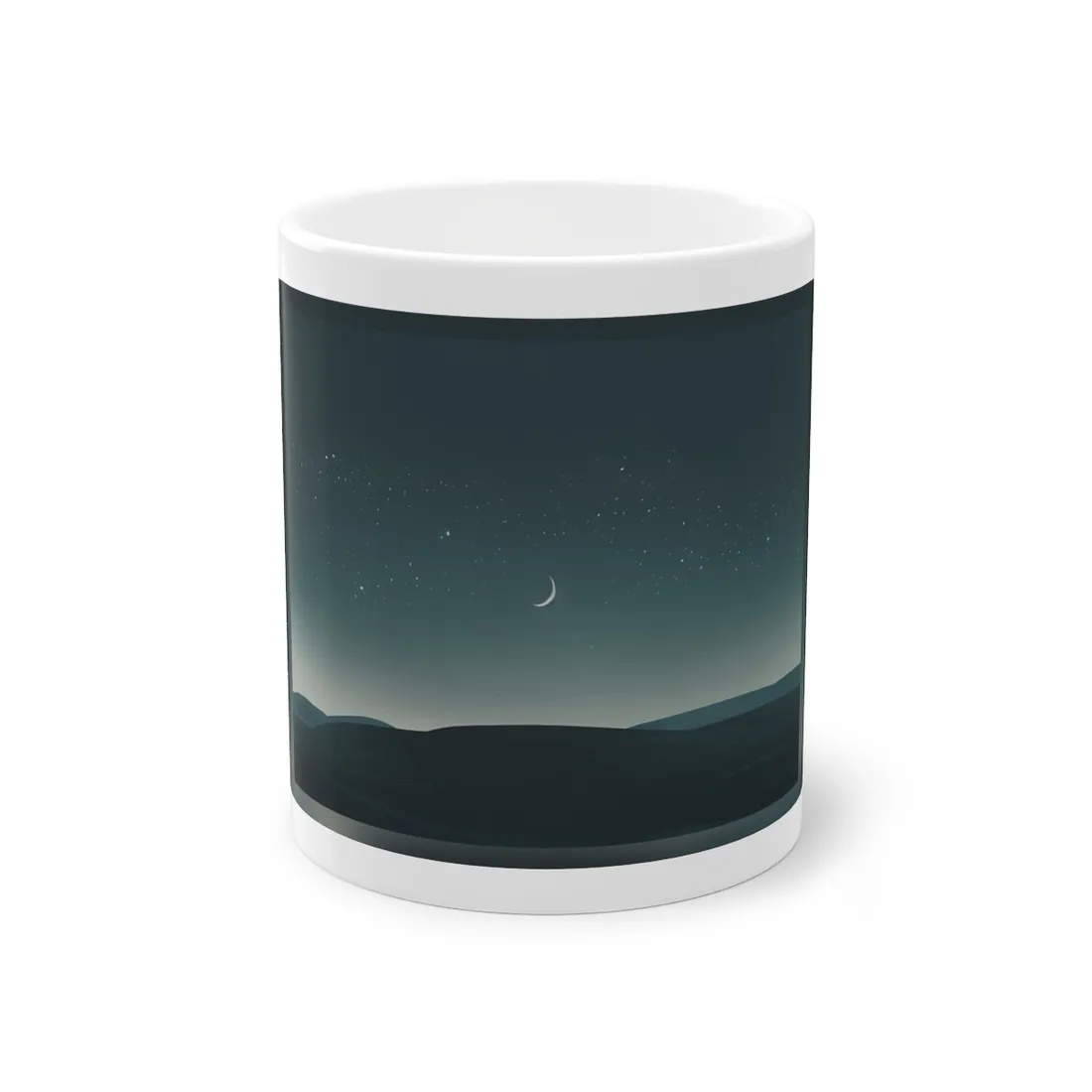 Minimalist Night Sky: Blue-Gray Evening Scene Digital Art - Mug